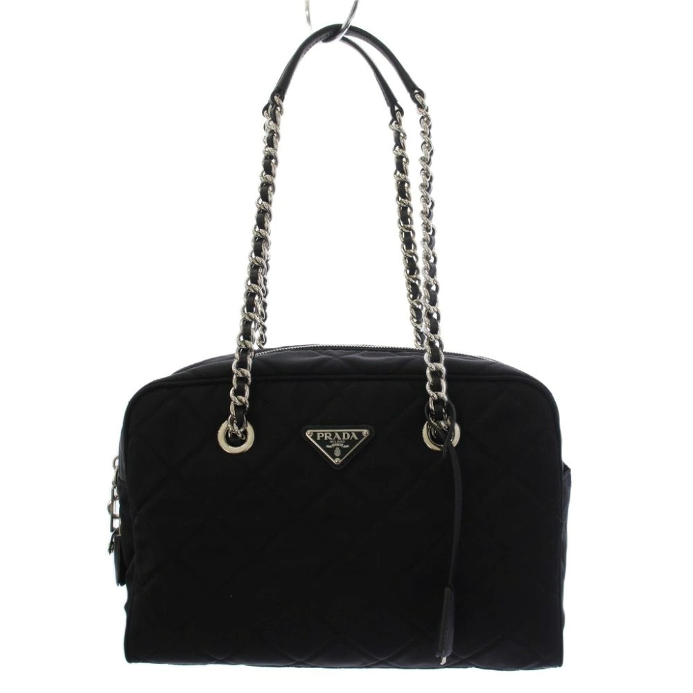 Prada Tessuto Saffiano Quilted Shoulder Bag Black